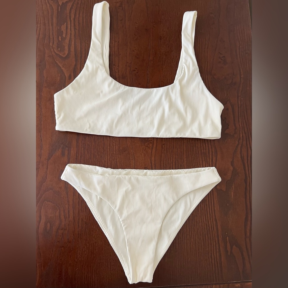 Mikoh White Ribbed Bikini